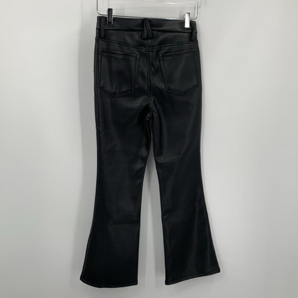 Good American legs cropped black faux leather pants jeans bootcut flare new 26 2 - Picture 4 of 5
